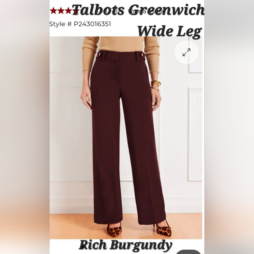 Talbots Greenwich Wide Leg Pants size 10P